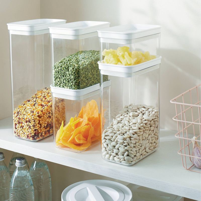slide 2 of 4, 5pc Airtight Canister Set White - Brightroom™: Food Storage Containers, Stackable, Plastic, Kitchen Organization, 5 ct
