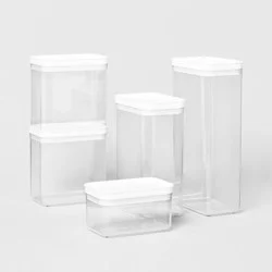 5pc Airtight Canister Set White - Brightroom™: Food Storage Containers, Stackable, Plastic, Kitchen Organization
