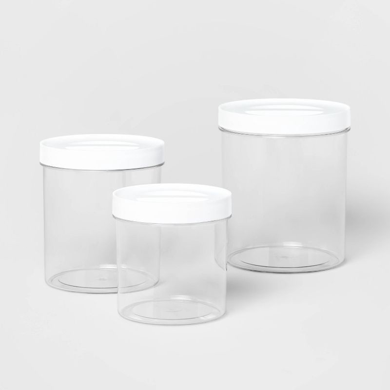 slide 1 of 3, 3pc Round Airtight Canister Set White - Brightroom™, 3 ct