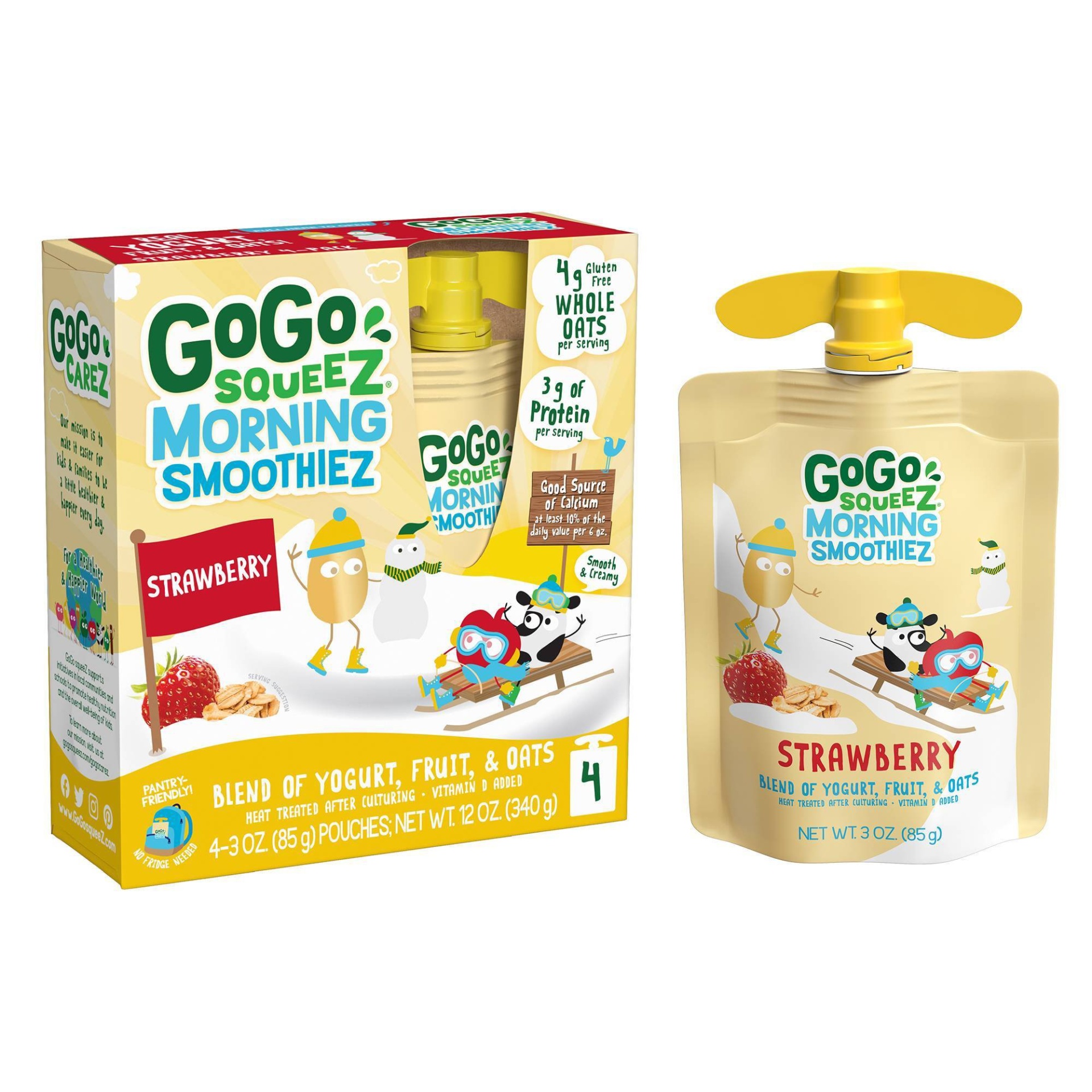 slide 1 of 10, GoGo Squeeze Morning Smoothie - Strawberry - 3oz/4ct, 4 ct; 3 oz