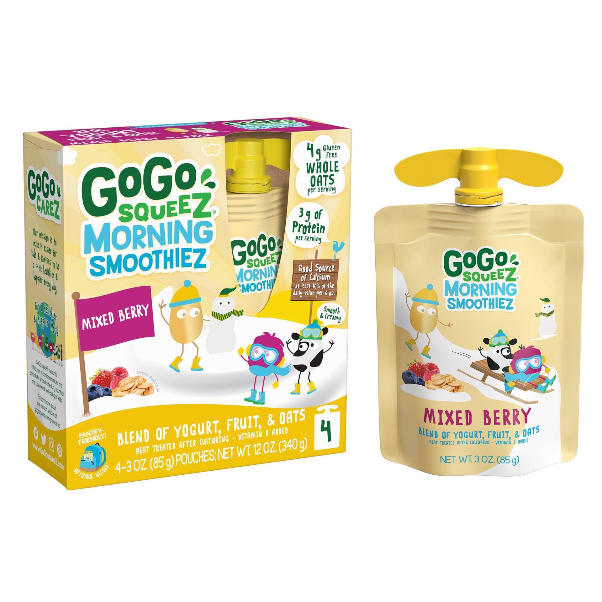 slide 1 of 10, Gogo Squeeze Morning Smoothie - Berry - 3oz/4ct, 4 ct; 3 oz