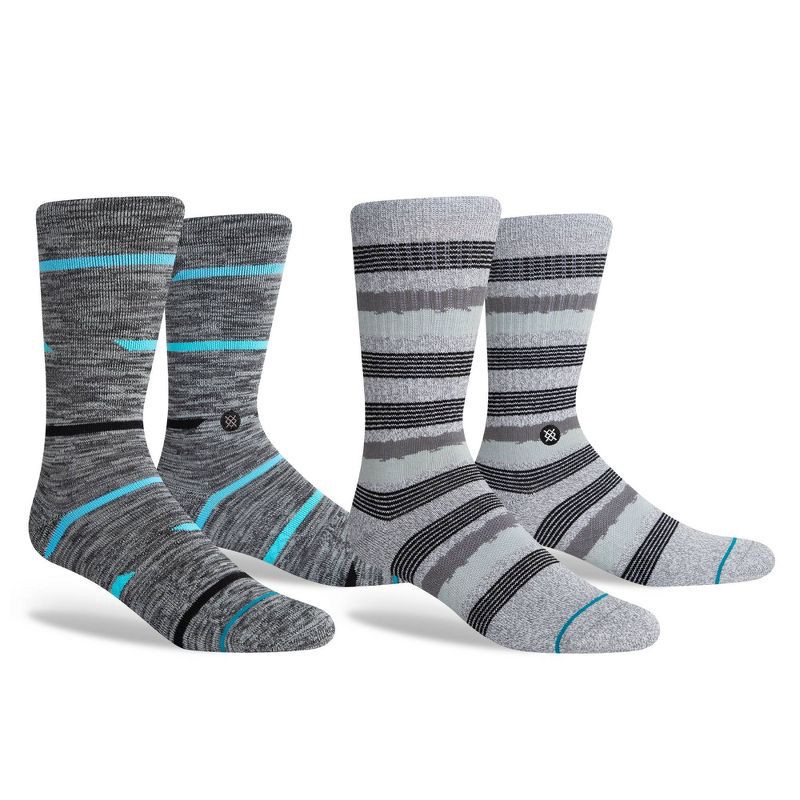 slide 1 of 4, STANCE Styled Men's Striped Crew Casual Socks 2pk, 2 ct