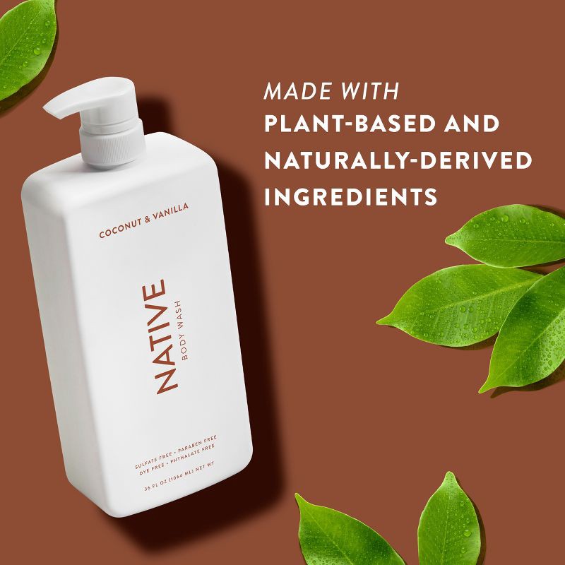 slide 5 of 9, Native Sulfate Free Body Wash - Coconut & Vanilla - 36 fl oz, 36 fl oz