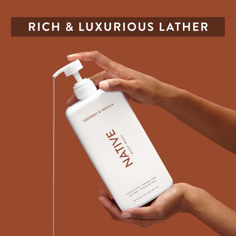 slide 7 of 9, Native Sulfate Free Body Wash - Coconut & Vanilla - 36 fl oz, 36 fl oz