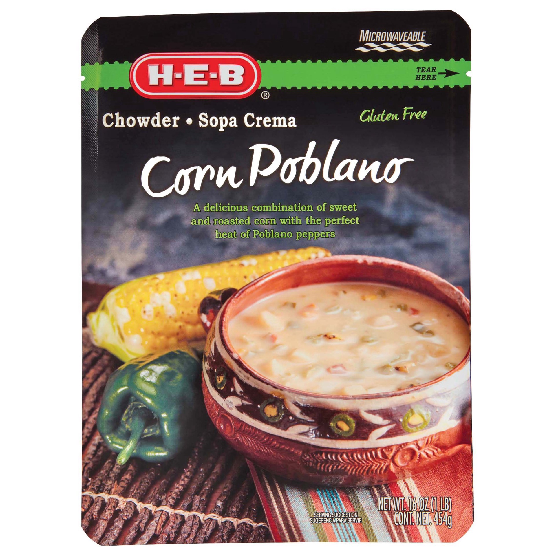 slide 1 of 1, H-E-B Corn Poblano Chowder, 16 oz
