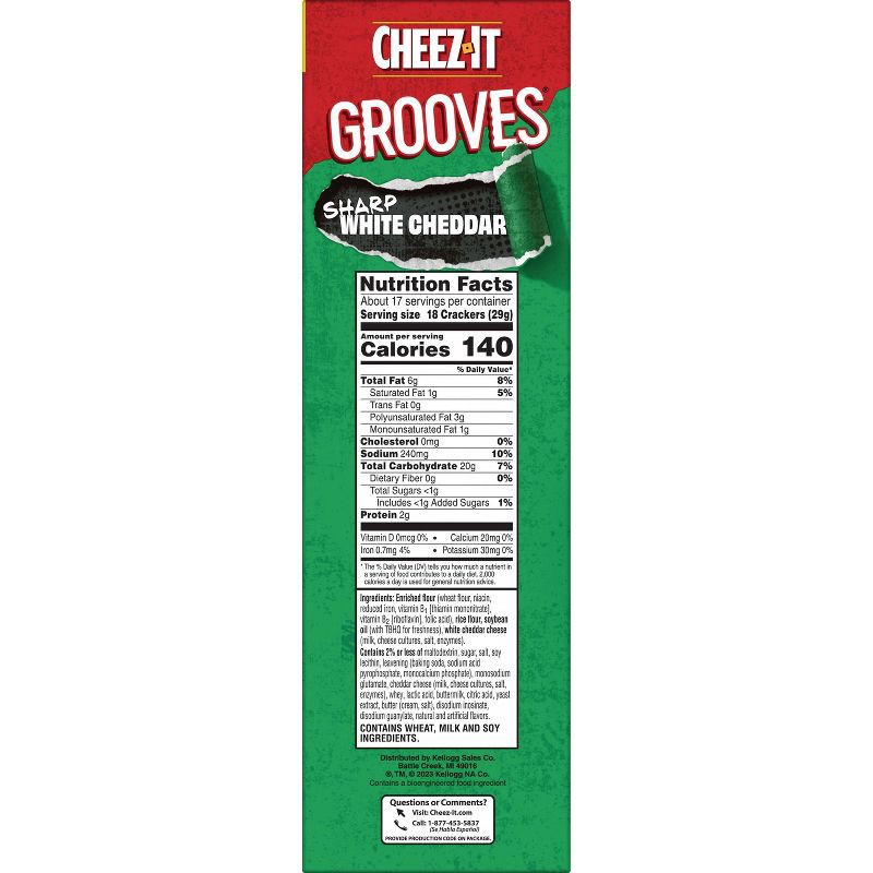 slide 8 of 9, Cheez-It Grooves Sharp White Cheddar Snack Crackers Family Size - 17oz, 17 oz