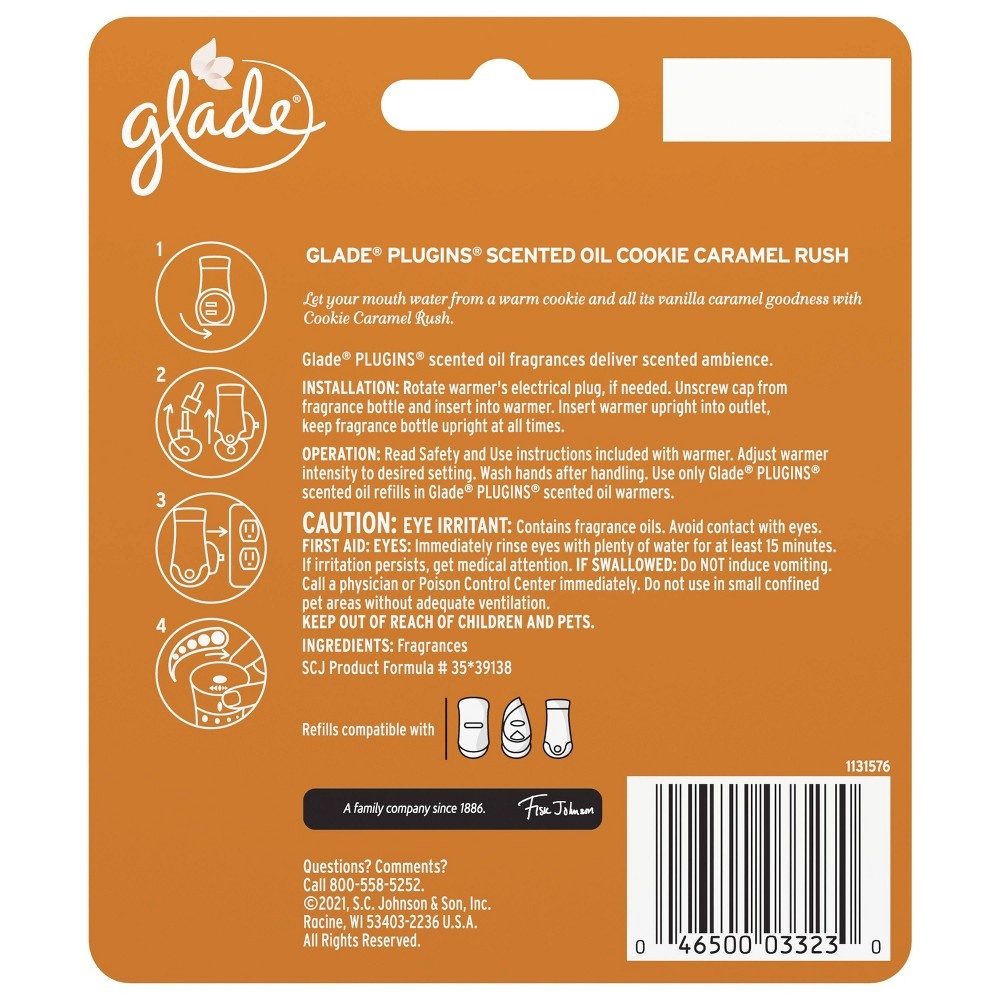 Glade PlugIns Scented Oil Air Freshener Refills Cookie Caramel Rush 2 ct; 1.34 oz Shipt