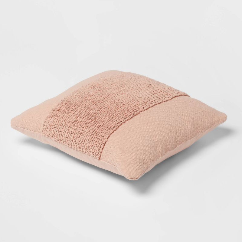 slide 4 of 4, Modern Tufted Square Throw Pillow Blush - Threshold™, 1 ct