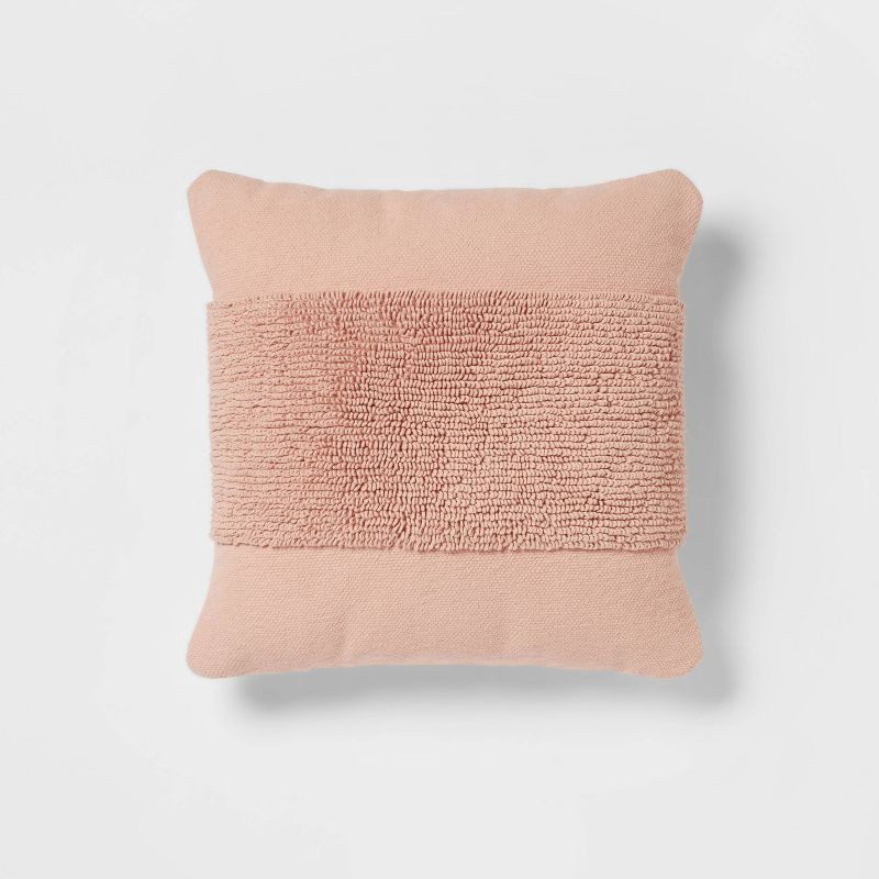 slide 1 of 4, Modern Tufted Square Throw Pillow Blush - Threshold™, 1 ct