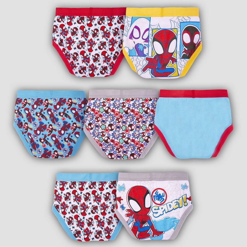 slide 2 of 6, Toddler Boys' Marvel Spider-Man 7pk Underwear 2T-3T: Classic Patterns, Full Waistband Elastic, 7 ct