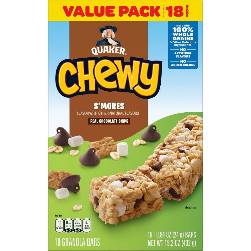slide 3 of 8, Quaker Chewy S'mores Granola Snack Bars - 15.2oz/18ct, 15.2 oz, 18 ct
