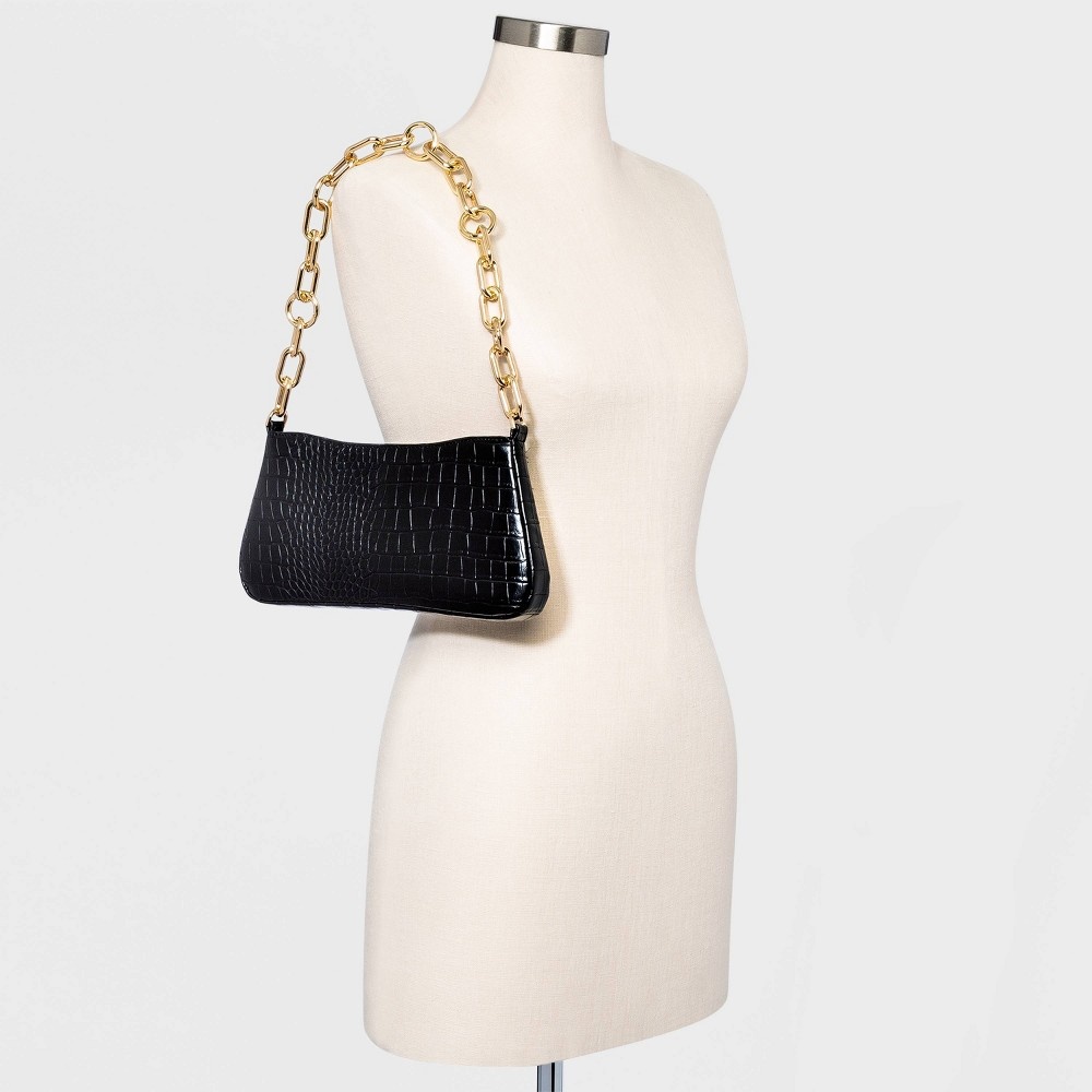 slide 2 of 3, Alligator Print Shoulder Handbag - A New Day Black, 1 ct