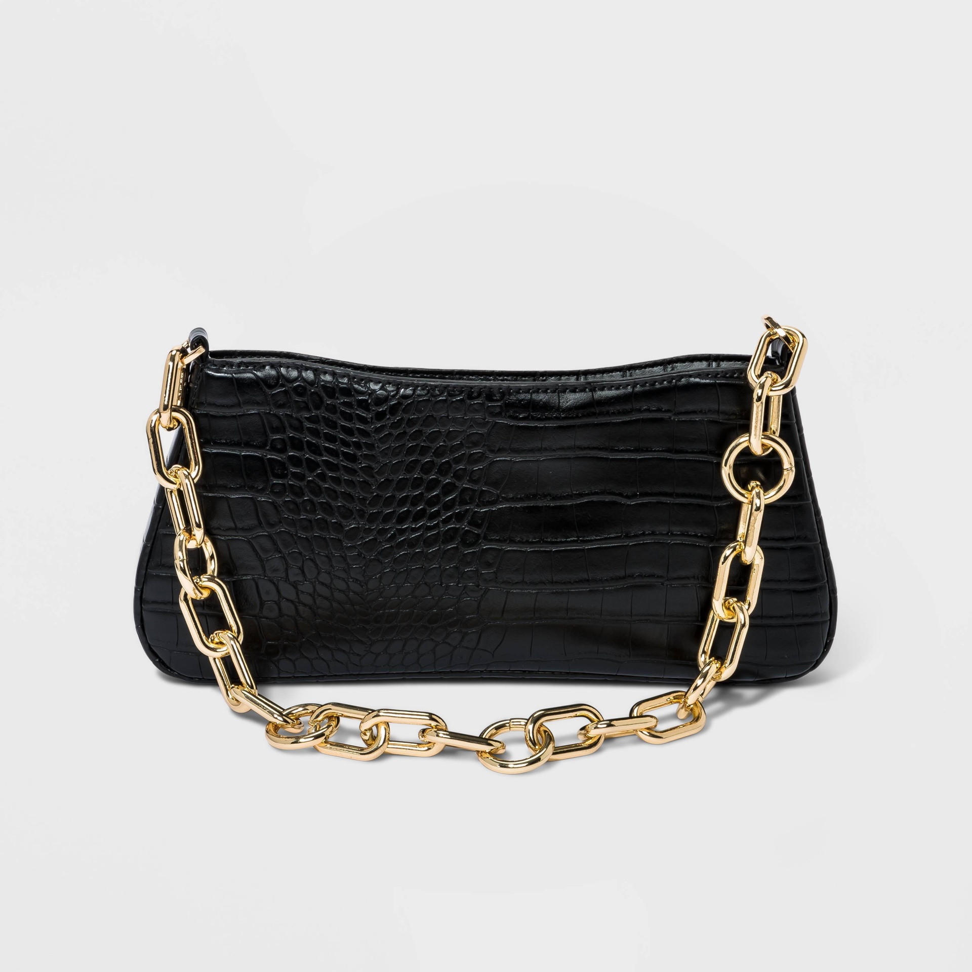 slide 1 of 3, Alligator Print Shoulder Handbag - A New Day Black, 1 ct