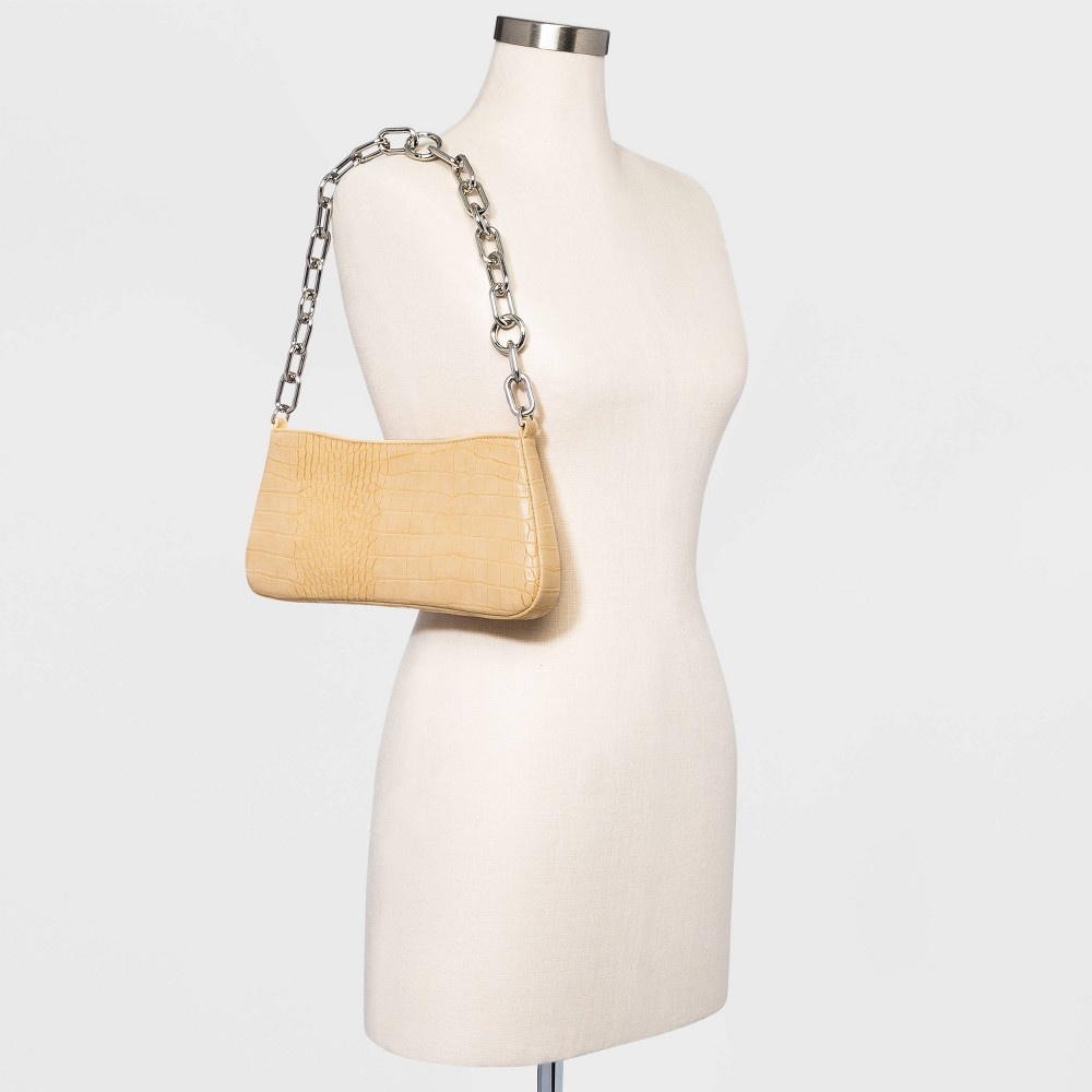 slide 2 of 3, Alligator Print Shoulder Handbag - A New Day Yellow, 1 ct