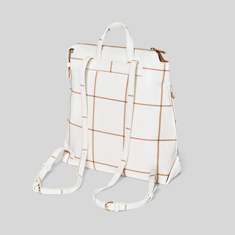 slide 4 of 4, Plaid Modern Soft Mid-Size Backpack - A New Day White, 1 ct