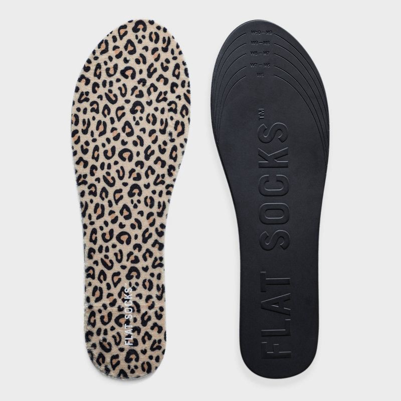 slide 2 of 4, FLAT SOCKS No Show Cushioned Socks - Leopard: Trim to Size, Fits Shoe Size 11, Foot Odor Control, 1 ct
