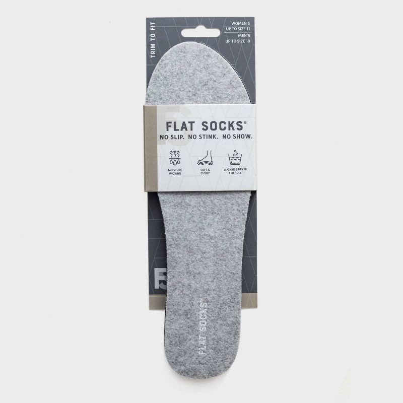 slide 1 of 4, FLAT SOCKS No Show Cushioned Socks - Gray: Shoe Accessories, Foam, Polyester, 1 ct