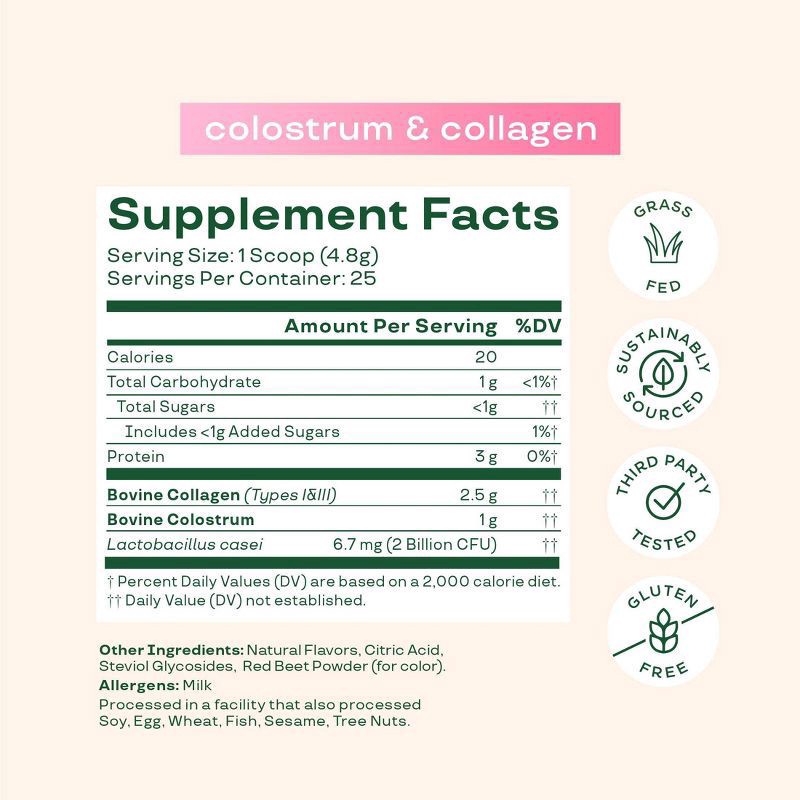 slide 4 of 7, BLOOM NUTRITION Colostrum & Collagen Peptides Powder - Strawberries & Cream - 25ct, 25 ct