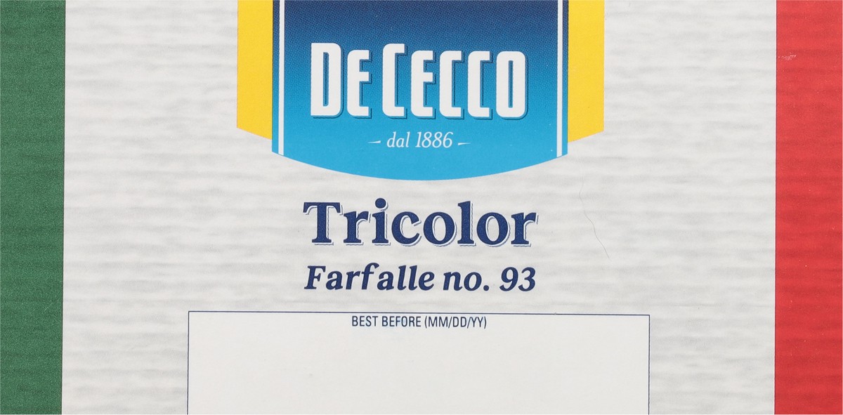 slide 8 of 14, De Cecco No. 93 Tricolor Farfalle 12 oz, 12 oz