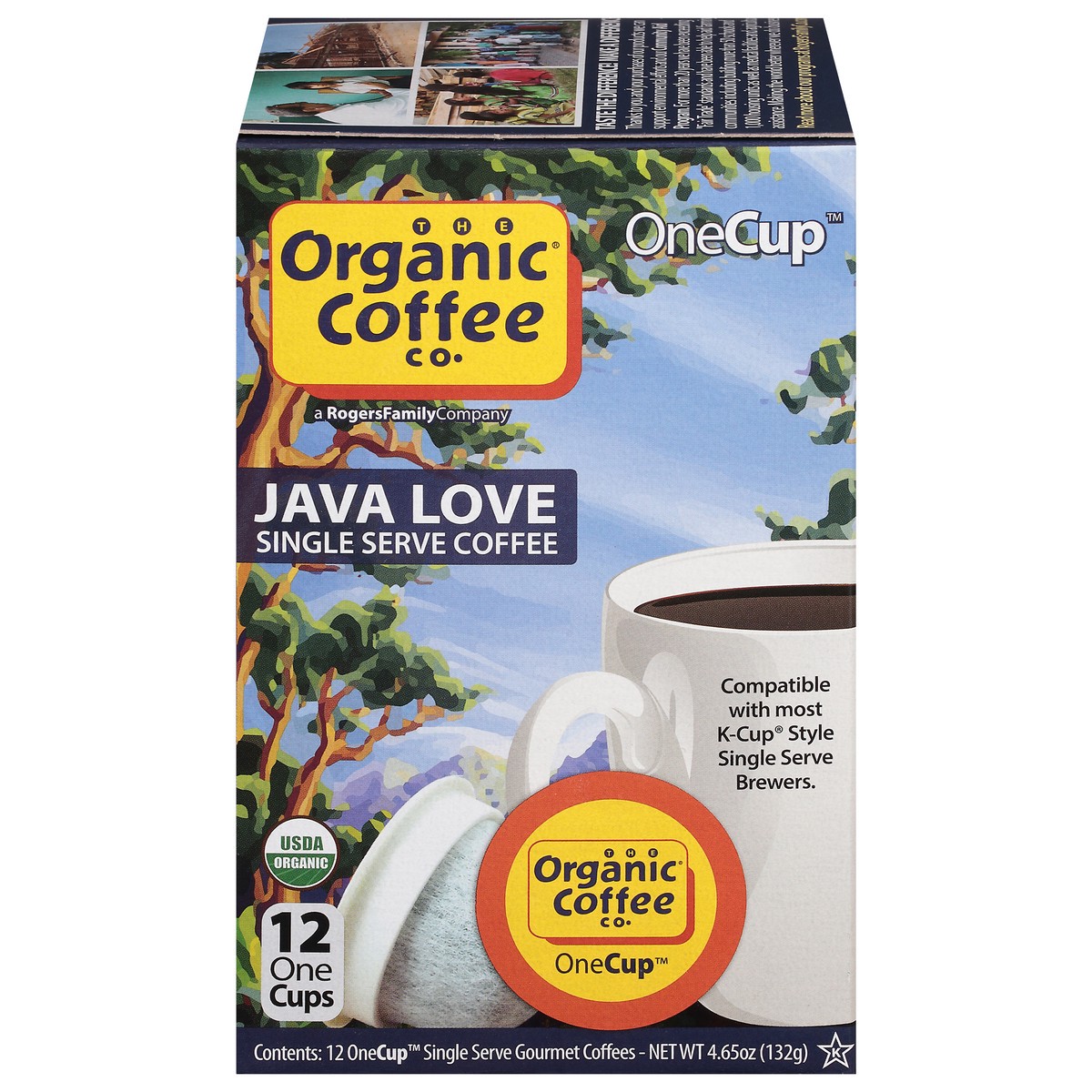 slide 1 of 5, The Organic Coffee Co. Java Love Coffee 12 Single Serve OneCups, 12 ct