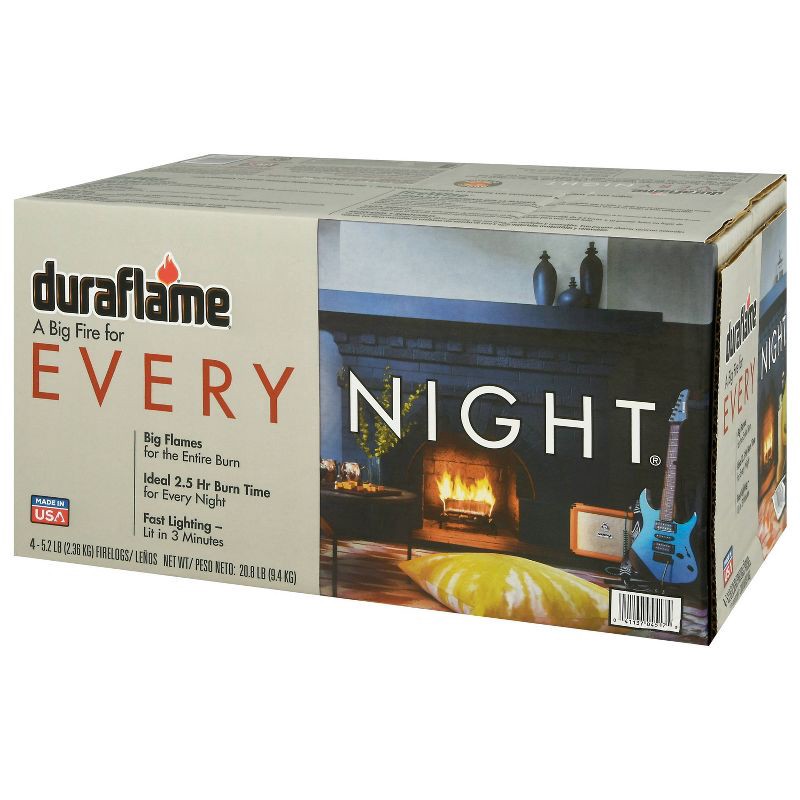 slide 3 of 9, Duraflame 4pk 5.2lbs Every Night Firelogs, 4 ct, 5.2 lb