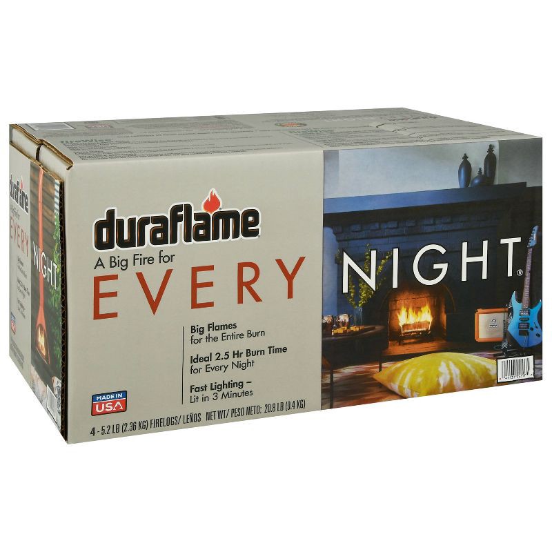slide 1 of 9, Duraflame 4pk 5.2lbs Every Night Firelogs, 4 ct, 5.2 lb