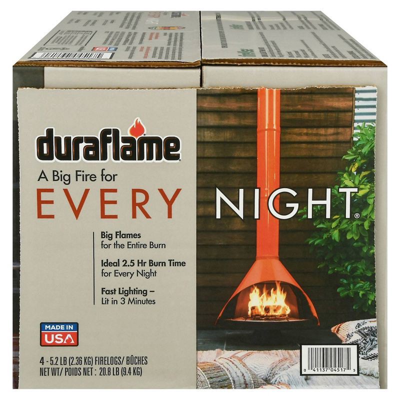 slide 8 of 9, Duraflame 4pk 5.2lbs Every Night Firelogs, 4 ct, 5.2 lb