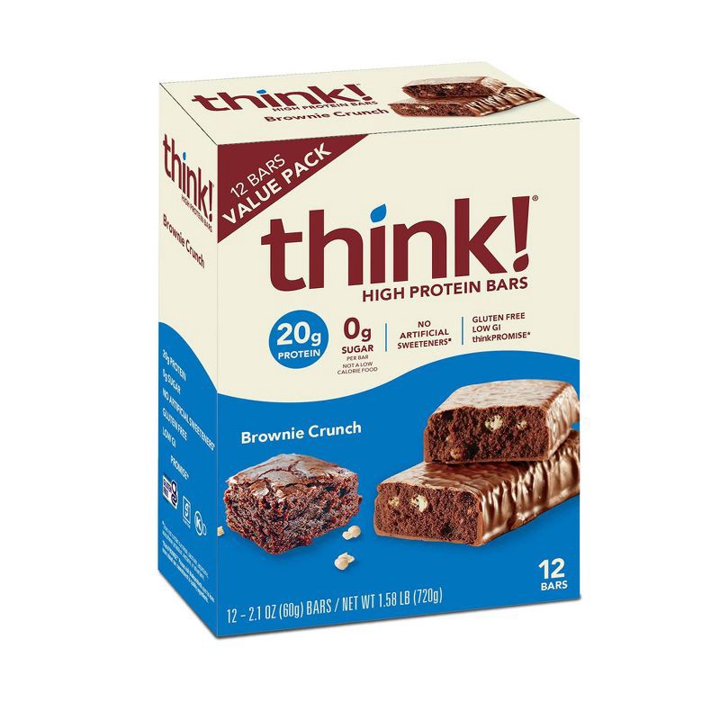 slide 2 of 8, think! High Protein Brownie Crunch Bars - 12pk, 12 ct