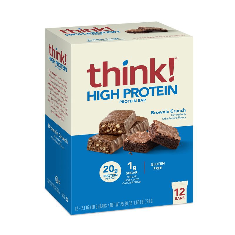 slide 1 of 5, think! Brownie Crunch High Protein Bars - 20g Protein - 12ct, 20 gram, 12 ct
