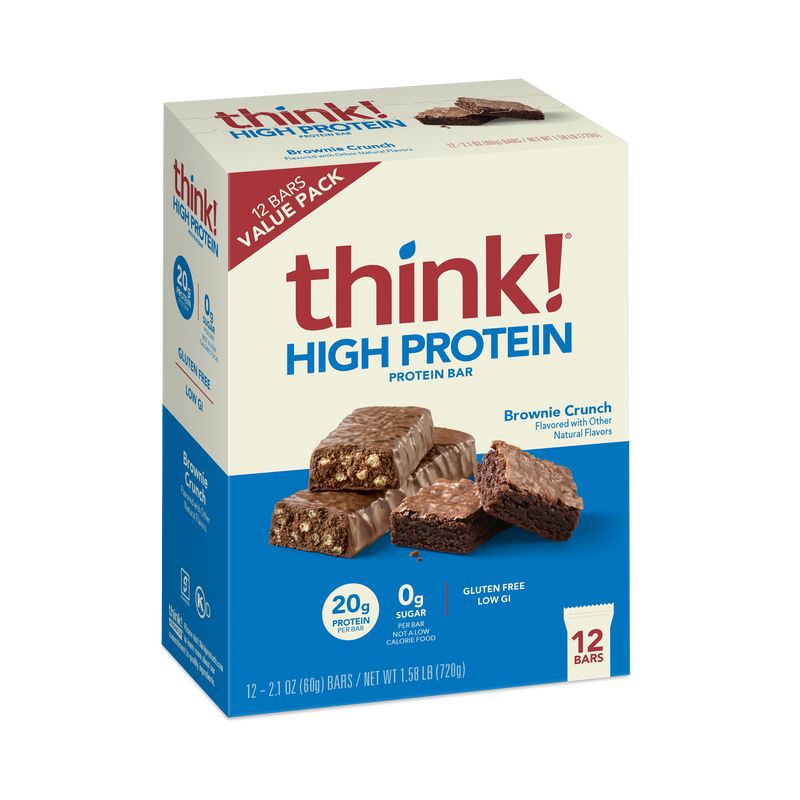 slide 1 of 8, think! High Protein Brownie Crunch Bars - 12pk, 12 ct