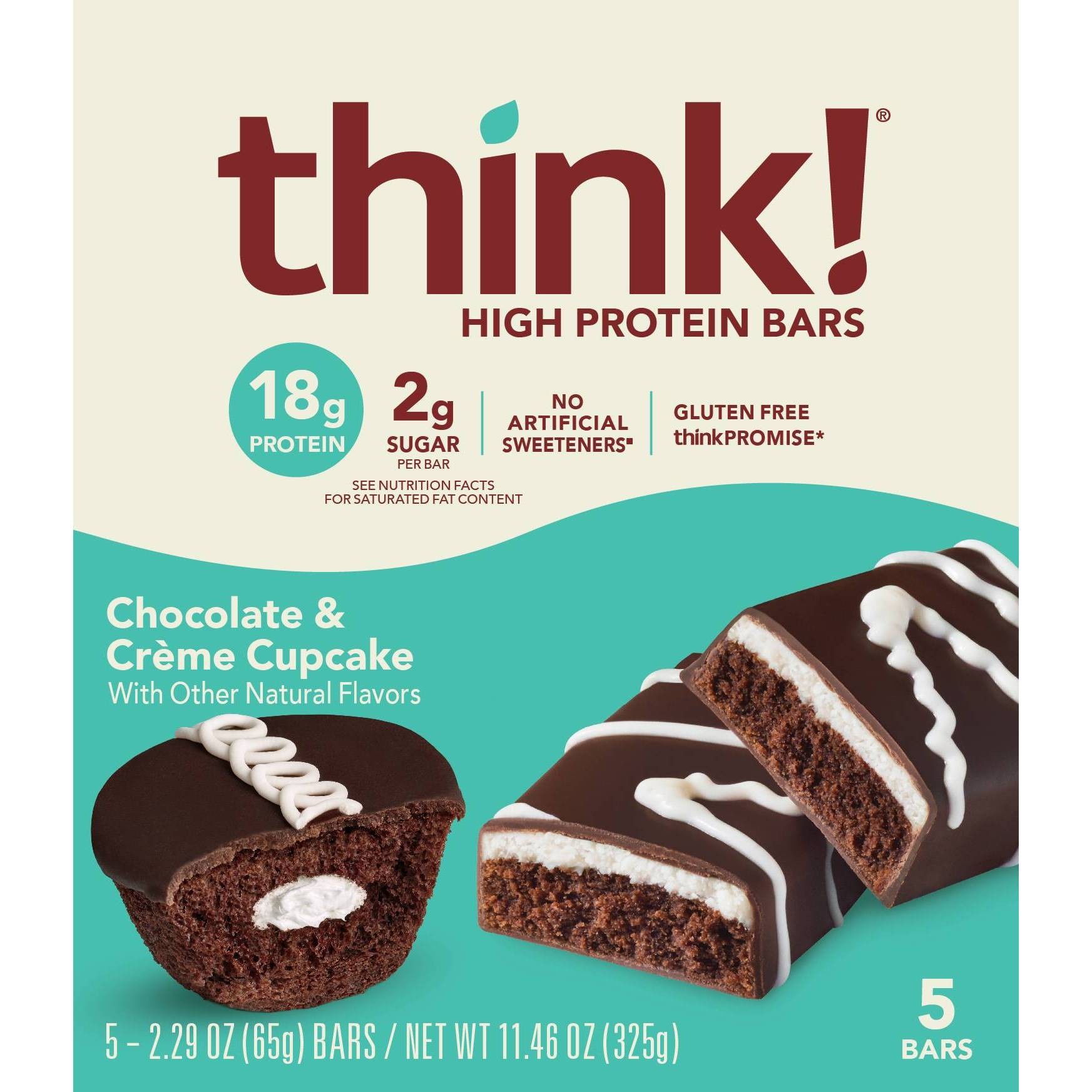 slide 1 of 3, thinkThin Think! High Protein Chocolate Cupcake - 5pk, 5 ct