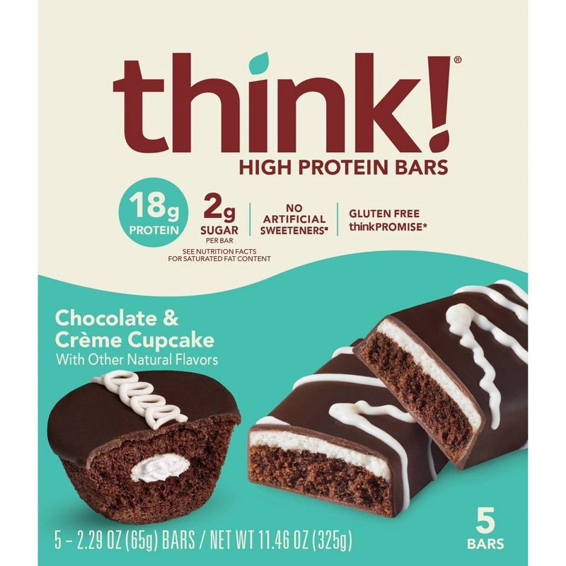 slide 1 of 1, thinkThin Think! High Protein Chocolate Cupcake - 5pk, 5 ct