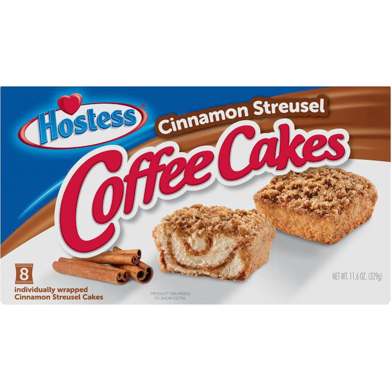 slide 1 of 5, HOSTESS Coffee Cakes, Cinnamon Coffee Cake, Topped with Streusel, Individually Wrapped, 8 ct; 11.6 oz