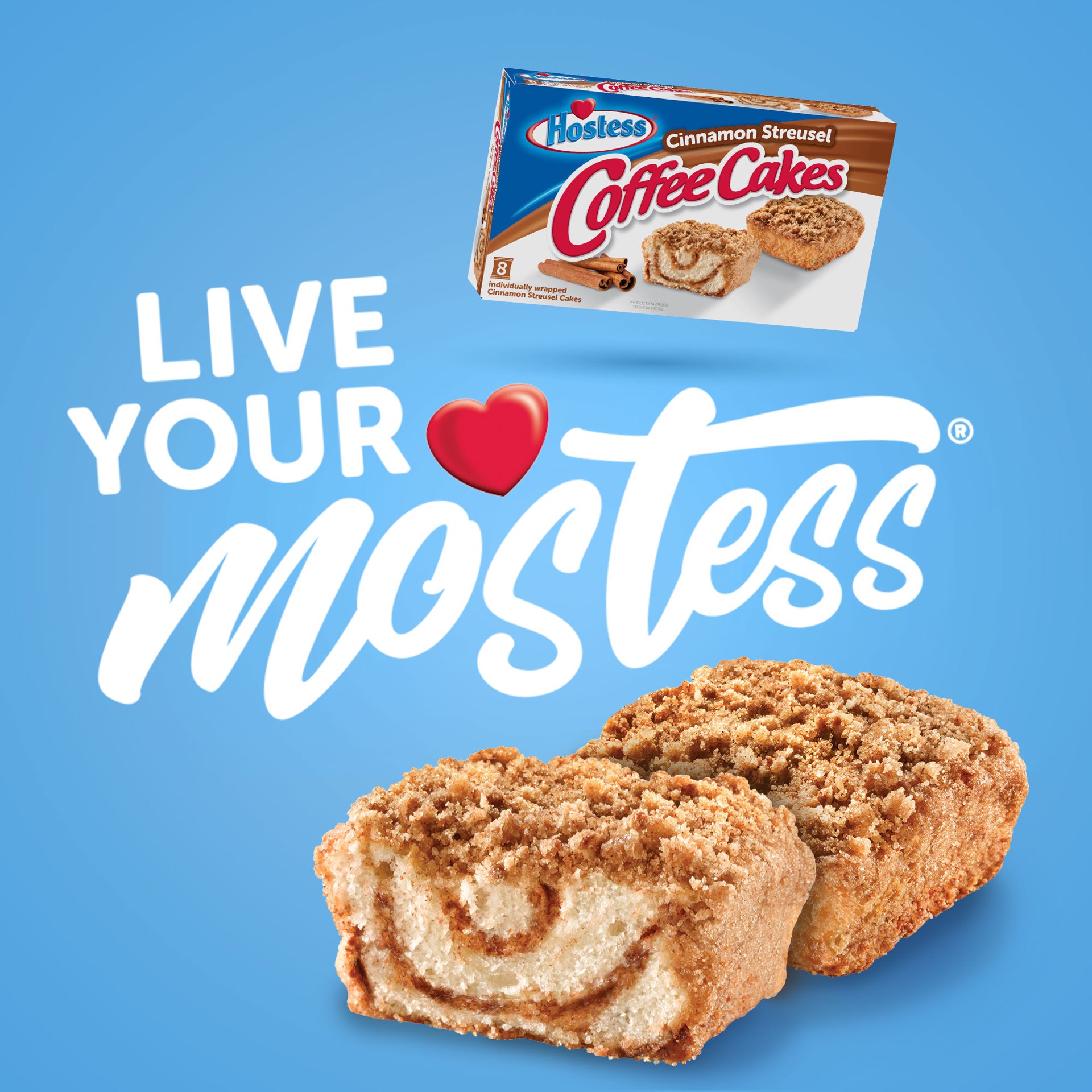 slide 4 of 5, HOSTESS Coffee Cakes, Cinnamon Coffee Cake, Topped with Streusel, Individually Wrapped, 8 Count , 11.6 oz, 8 ct