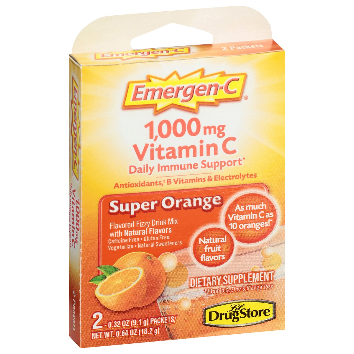 slide 11 of 12, Emergen-C 1,000 mg Daily Immune Support Super Orange Vitamin C 2 - 0.32 oz Packets, 2 ct