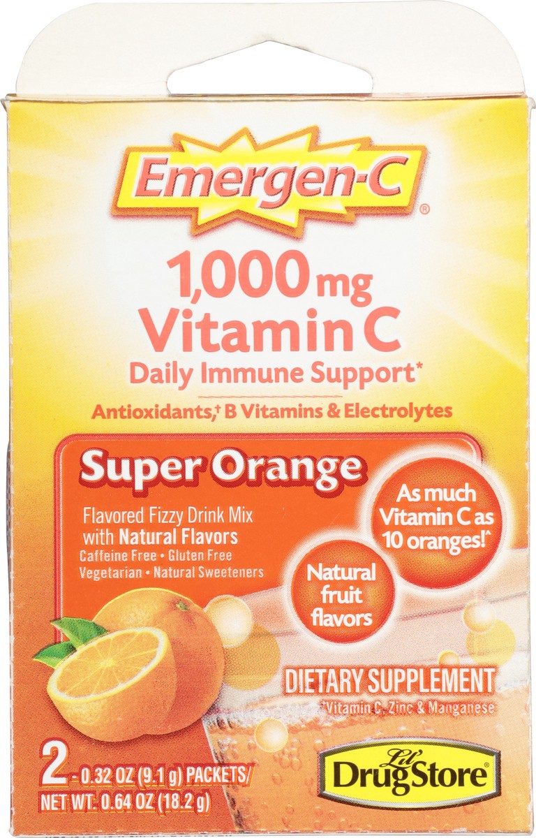 slide 4 of 12, Emergen-C 1,000 mg Daily Immune Support Super Orange Vitamin C 2 - 0.32 oz Packets, 2 ct
