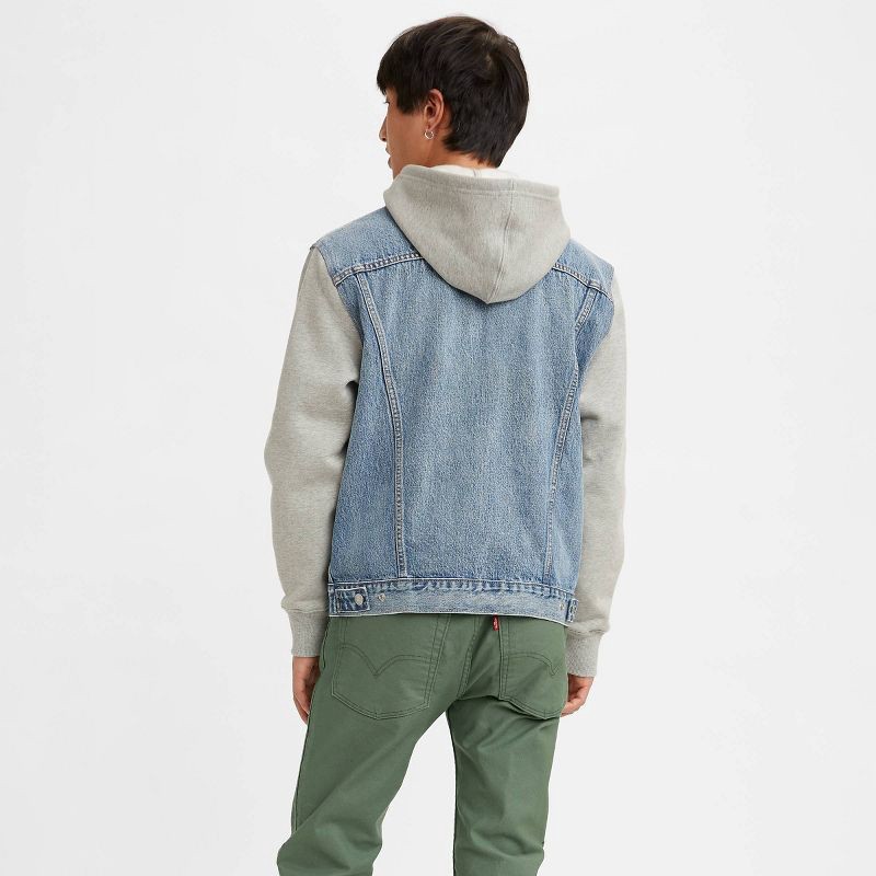 slide 2 of 4, Levi's® Men's Hybrid Hoodie V Trucker Jacket - Blue M: Denim, Heavyweight Fabric, 1 ct