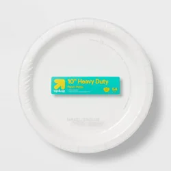White Paper Plate 10" - 54ct - up&up™: Solid, Round, Disposable Dinnerware