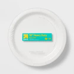 White Paper Plate 10" - 54ct - up&up™: Solid, Round, Disposable Dinnerware