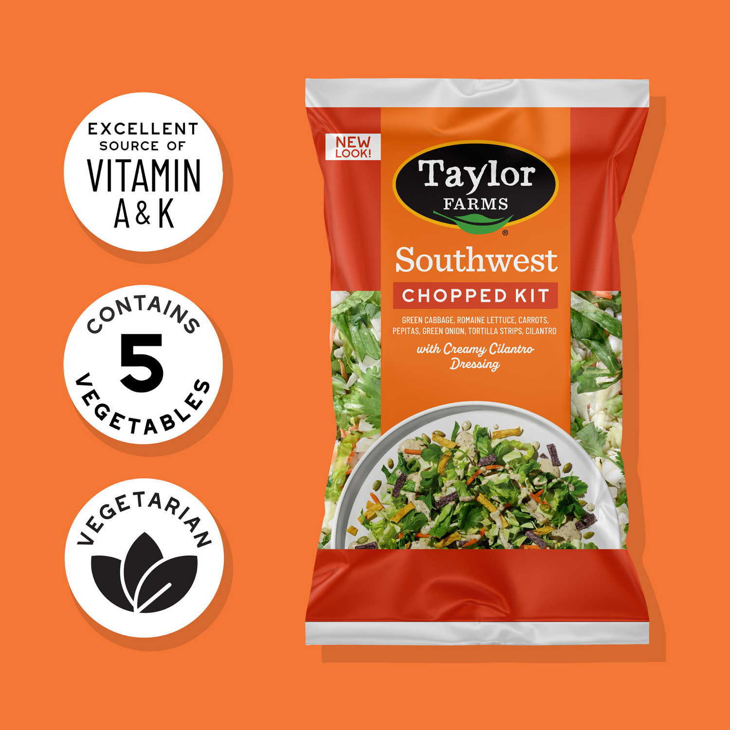 slide 3 of 5, Taylor Farms Southwest Chopped Salad with Dressing, 12.6 oz