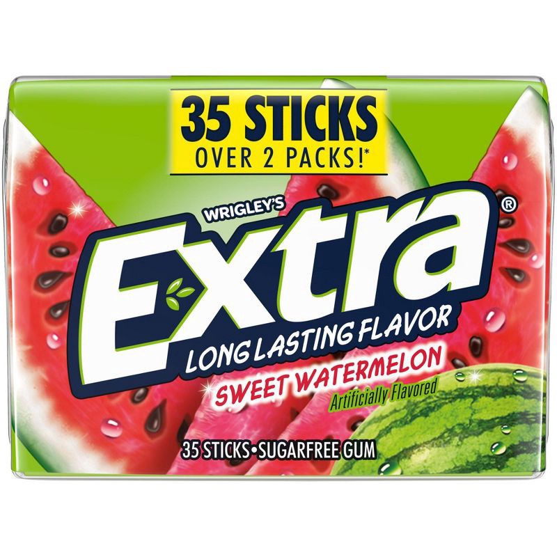 slide 2 of 9, Extra Sweet Watermelon Sugar Free Chewing Gum Pack - 35ct, 35 ct