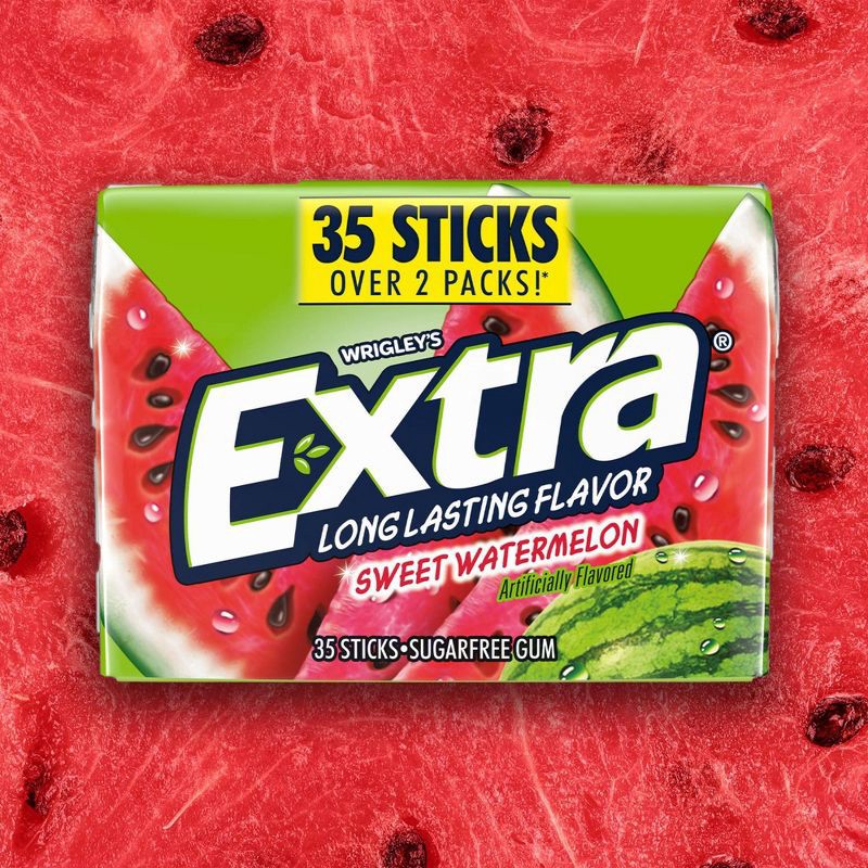 slide 4 of 11, Extra Sugar-Free Sweet Watermelon Chewing Gum Pack - 35ct, 35 ct
