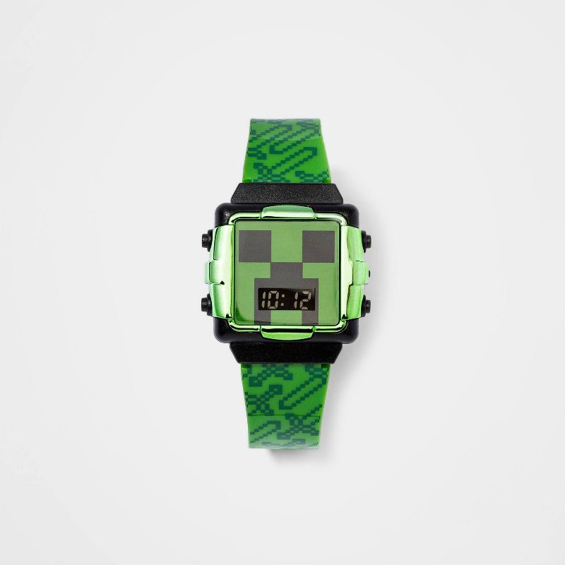 slide 1 of 2, Kids' Minecraft Watch - Green, 1 ct