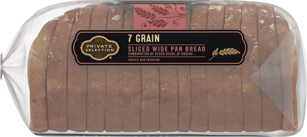 slide 5 of 5, Private Selection 7 Grain Wide Pan Sliced Bread, 24 oz