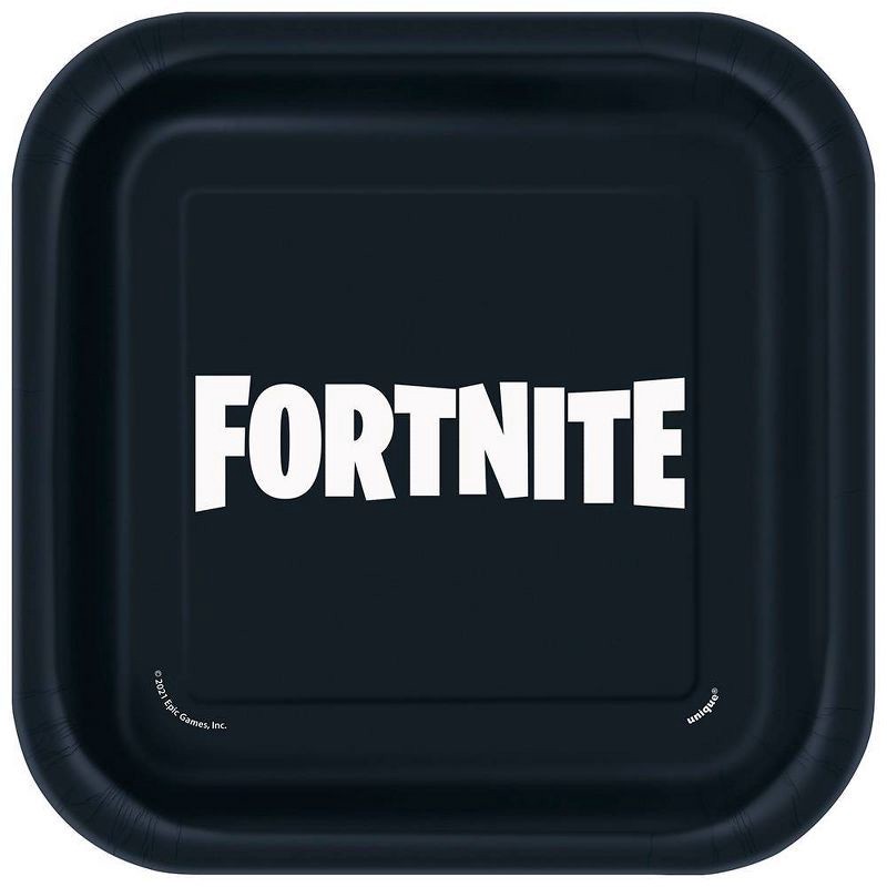 slide 1 of 3, Fortnite 7" 8ct Snack Plates Black/White, 8 ct