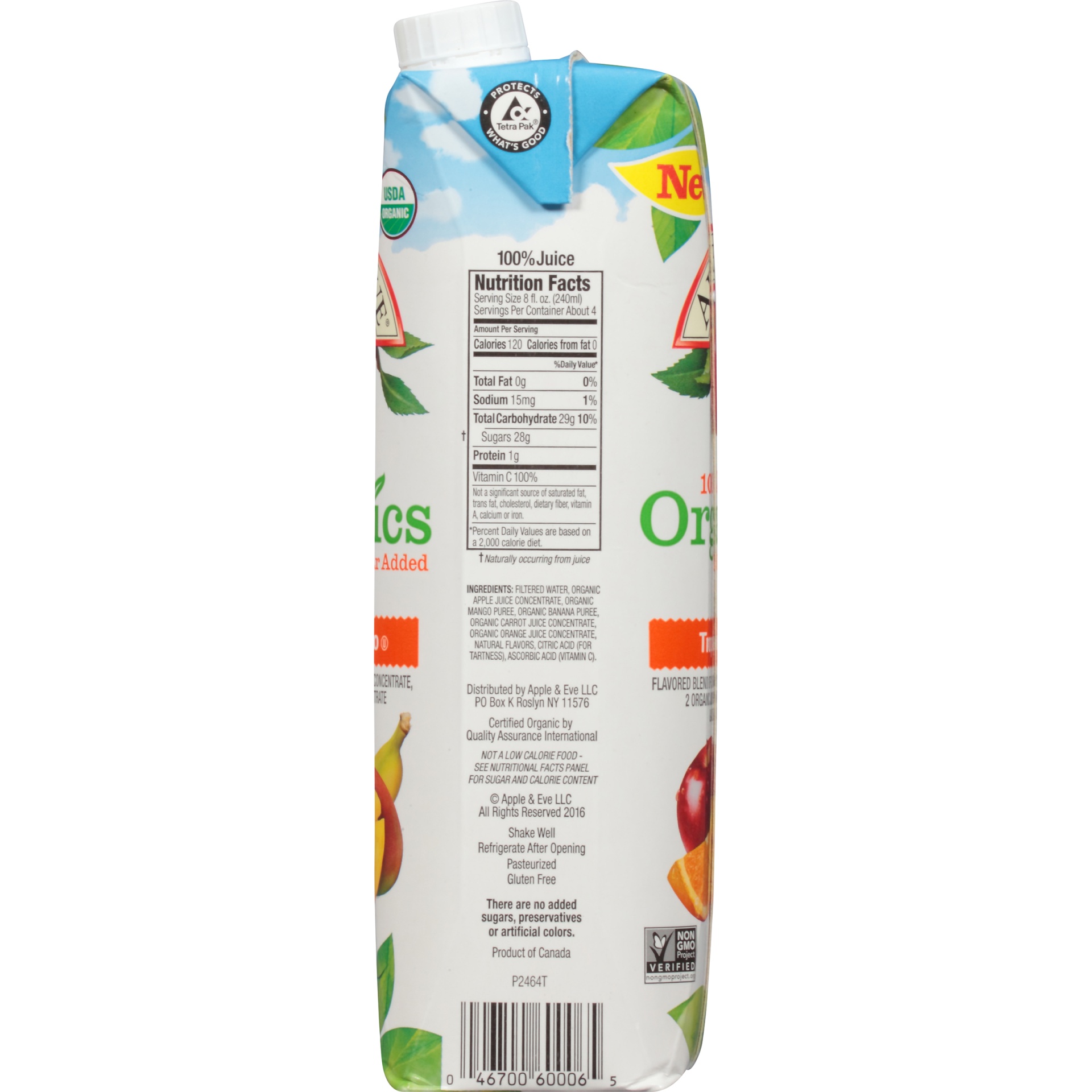 slide 5 of 8, Apple & Eve Organic Juice Tropical Mango, 33.8 oz