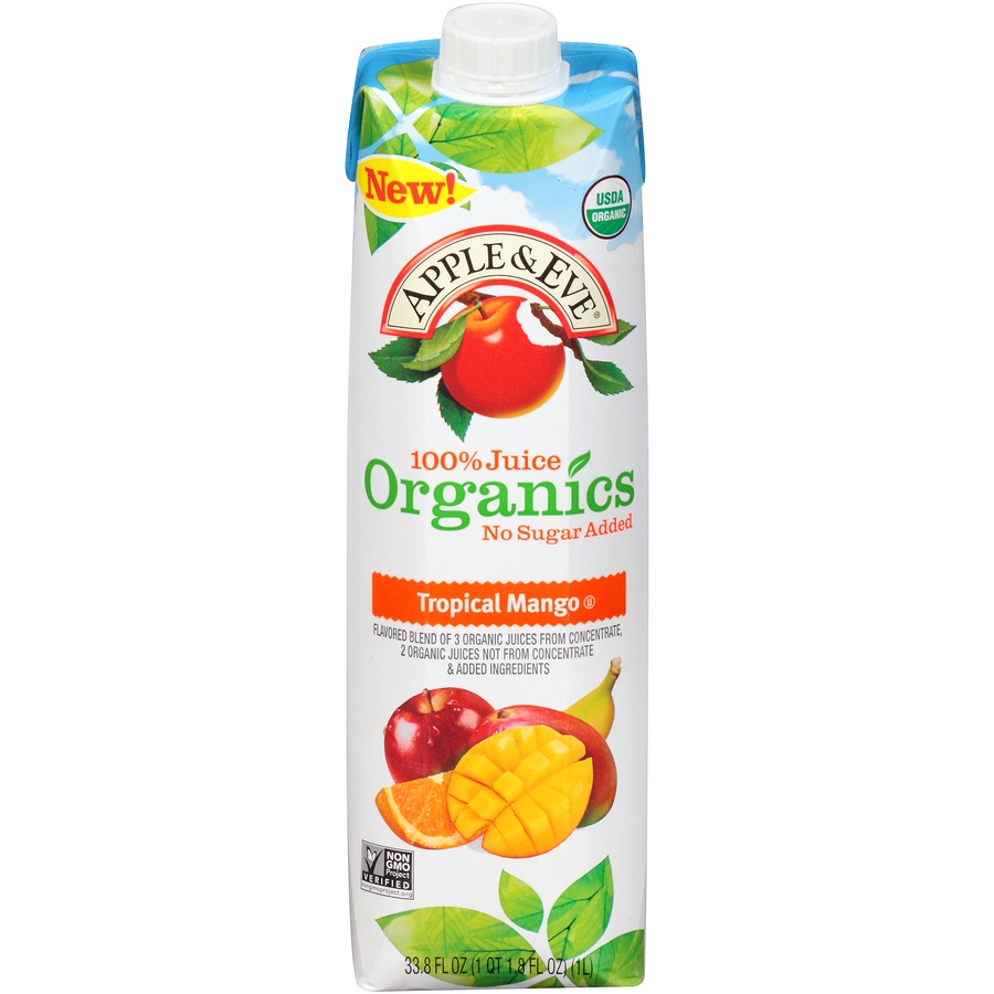 slide 1 of 8, Apple & Eve Organic Juice Tropical Mango, 33.8 oz