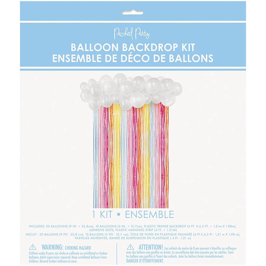 slide 1 of 1, Packed Party Rainbow Cloud Balloon Backdrop Kit, 1 ct