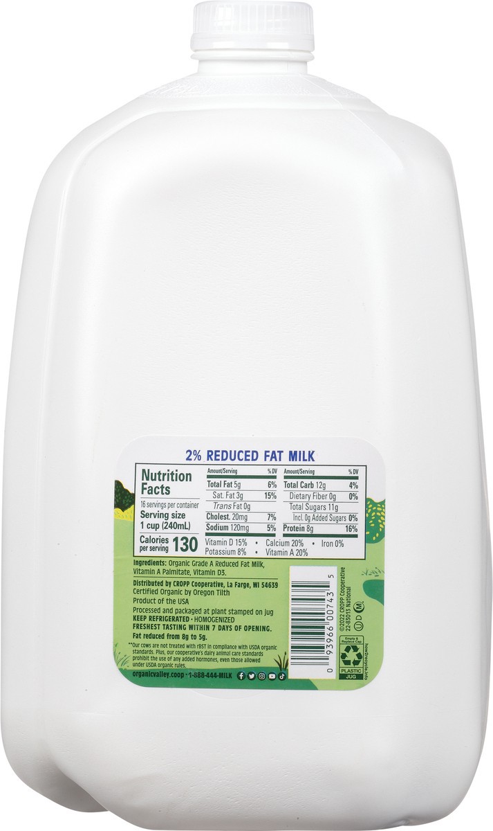 slide 5 of 9, Organic Valley 2% Reduced Fat Milk Gallon, 128 fl oz