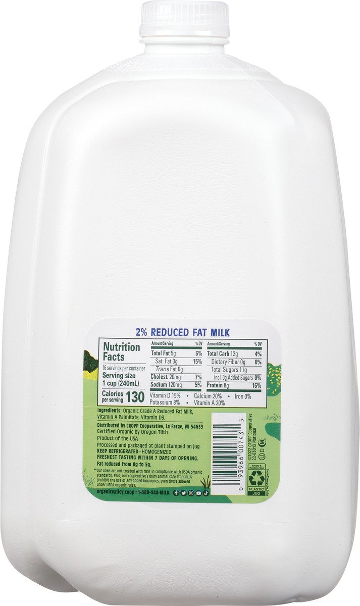 slide 8 of 9, ORGANIC VALLEY Ultra Pasteurized Reduced Fat Organic 2% Milk, 128 oz, 1 ct